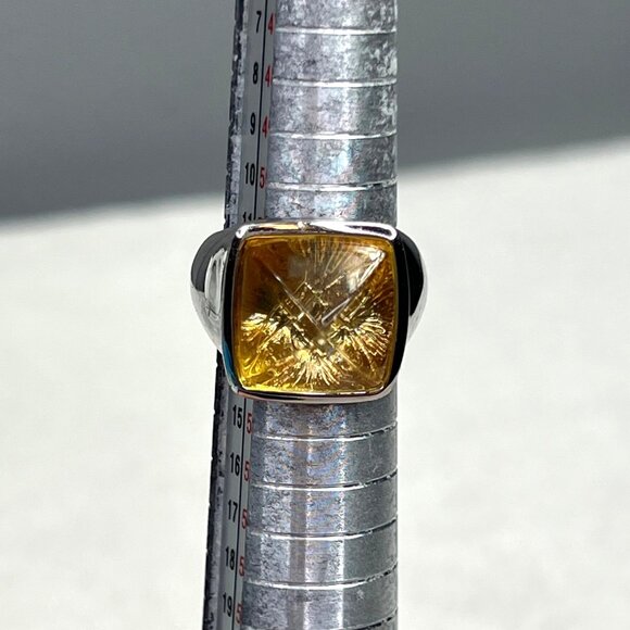 Vince Camuto Citrine Color Silver Tone Ring Chunky Pyramid Statement Cocktail 6 - Picture 1 of 9